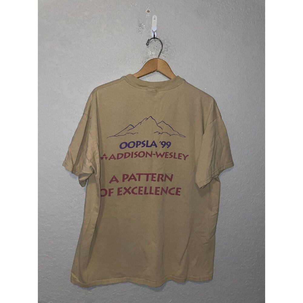 Vintage Oopsla Shirt '99 Addison Wesley Brown Tee Mountain VTG 1990s 90s XL